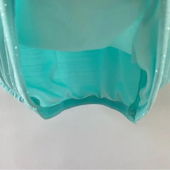 NWT Windsor Sparkly Glitter One Shoulder Sheer Flounce Bodycon Mini Dress Mint 2 - Picture 11 of 14